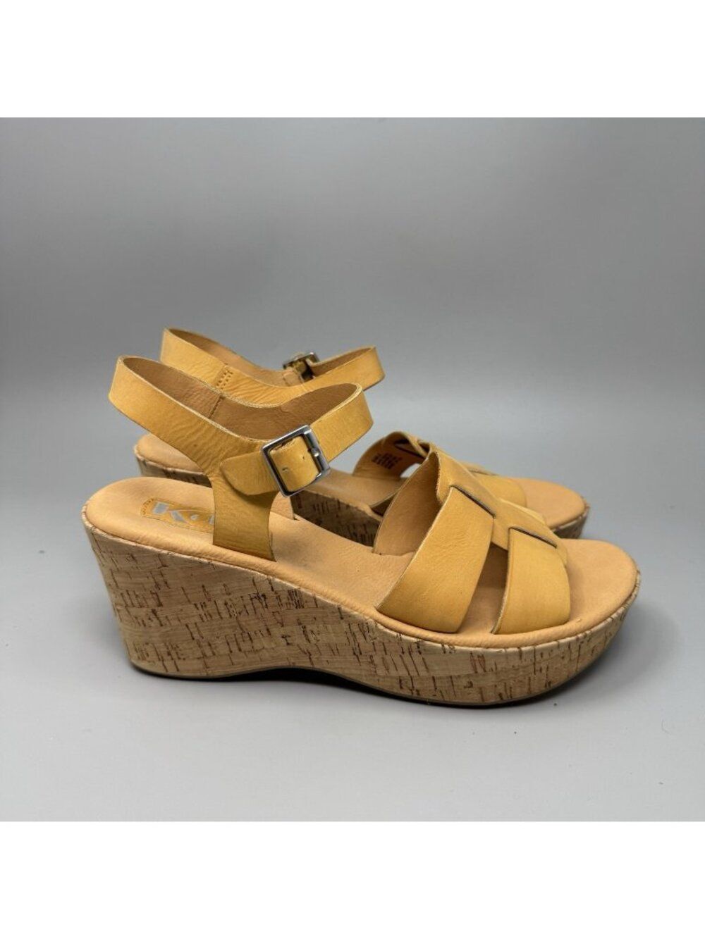 Kork Ease Ava Tan Sand Leather Platform Wedge Sandals Size 9 Women’s